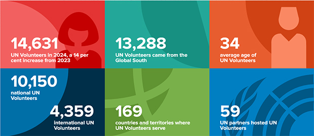国連ボランティア計画2024年年次報告から、多様なボランティアの活動数について